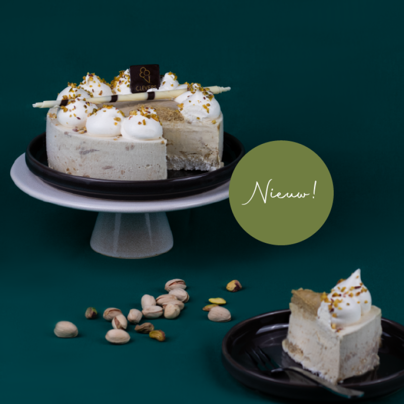 Witte chocolade pistache ijstaart